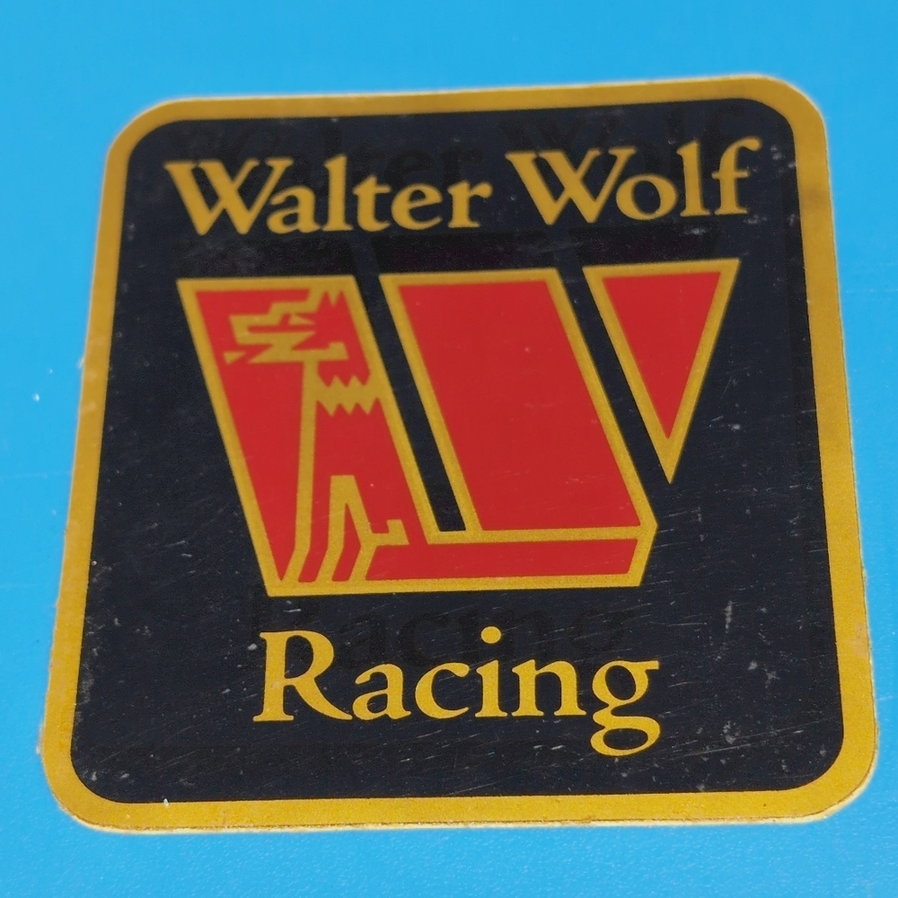 Original Vintage Walter Wolf Racing Sticker - Black, Red, Gold Logo 3x3.5